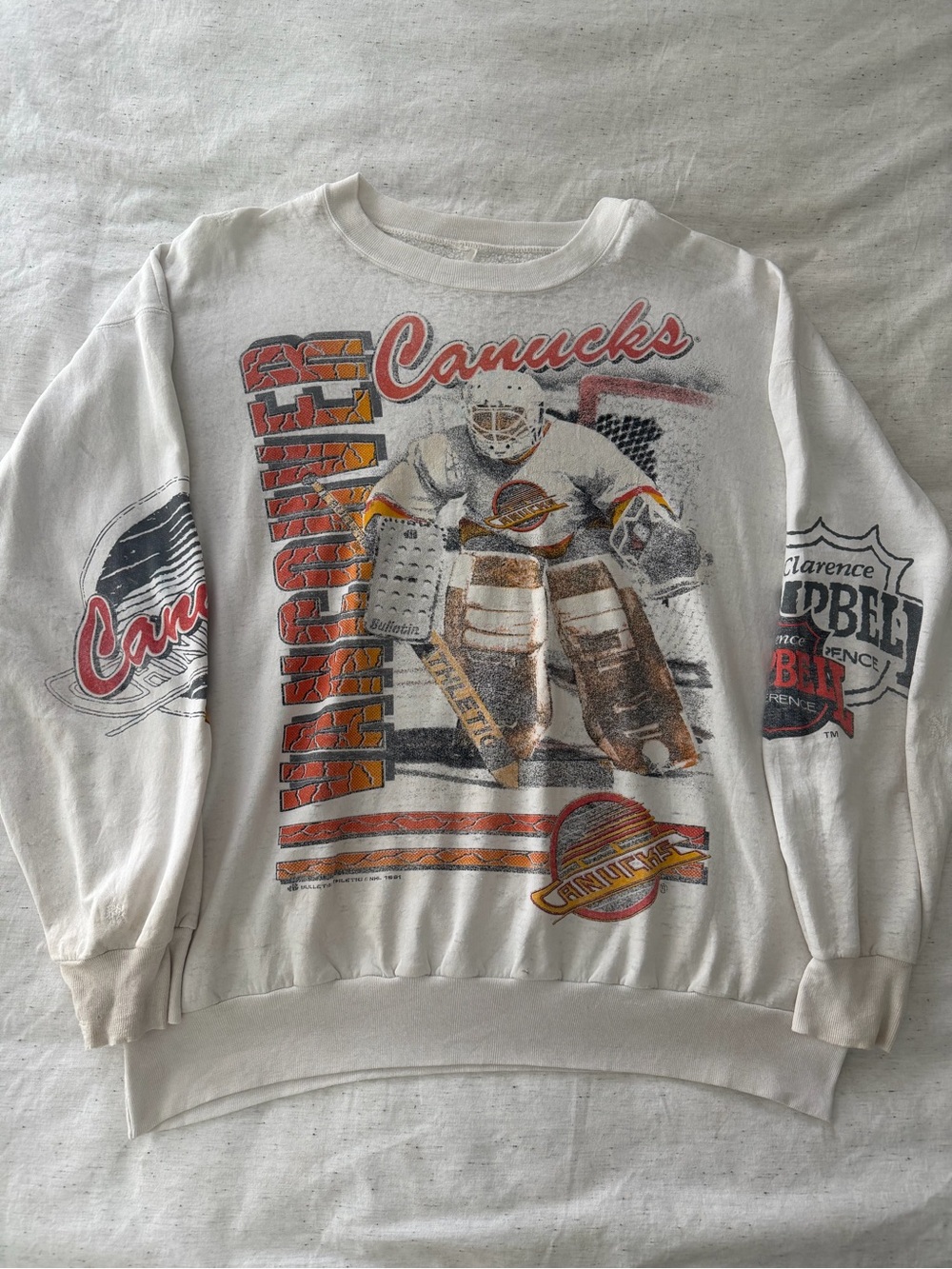 Vintage Bulletin AOP Vancouver Canucks Crewneck Sweater